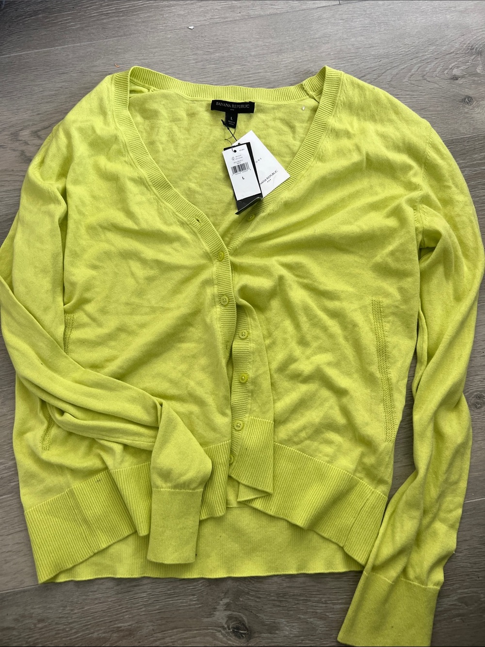 NWT Banana Republic Bright Lime V-Neck Button-Front Cardigan